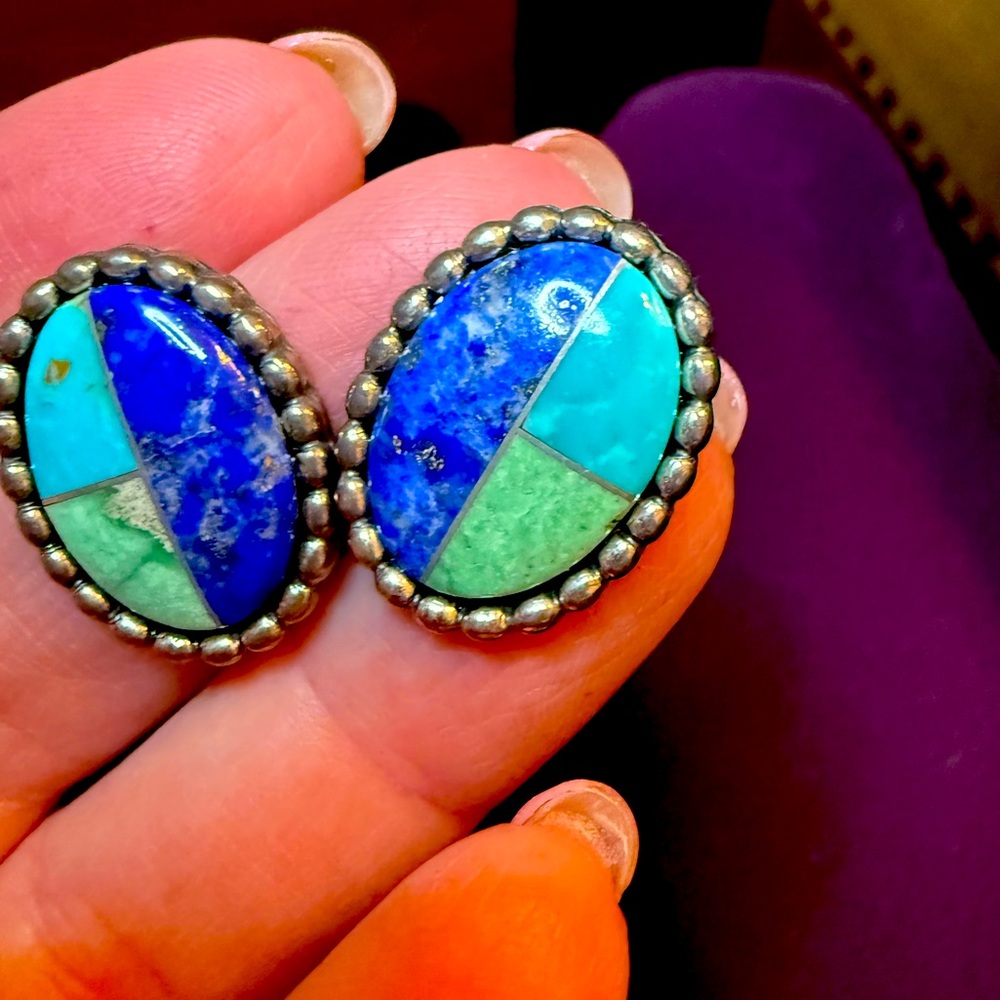 Carolyn Pollack Turquoise and Lapis Earrings